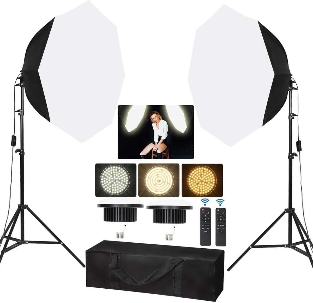 2 Pack Octagonal Softbox Lighting Kit 27.5 - Image 1