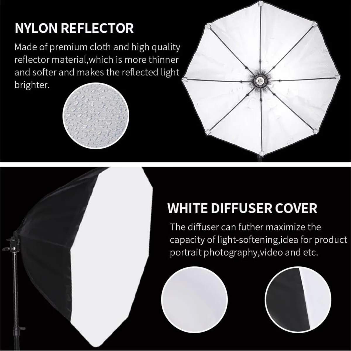 2 Pack Octagonal Softbox Lighting Kit 27.5 - Image 3