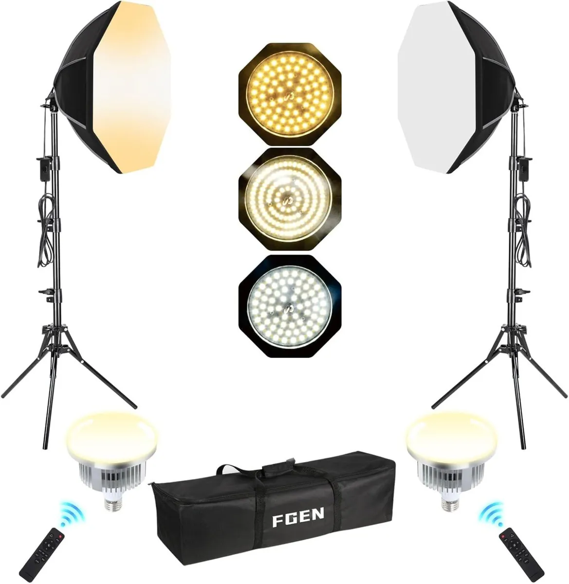 Softbox Photography Lighting Kit 2x50cm Octagonal - Image 1