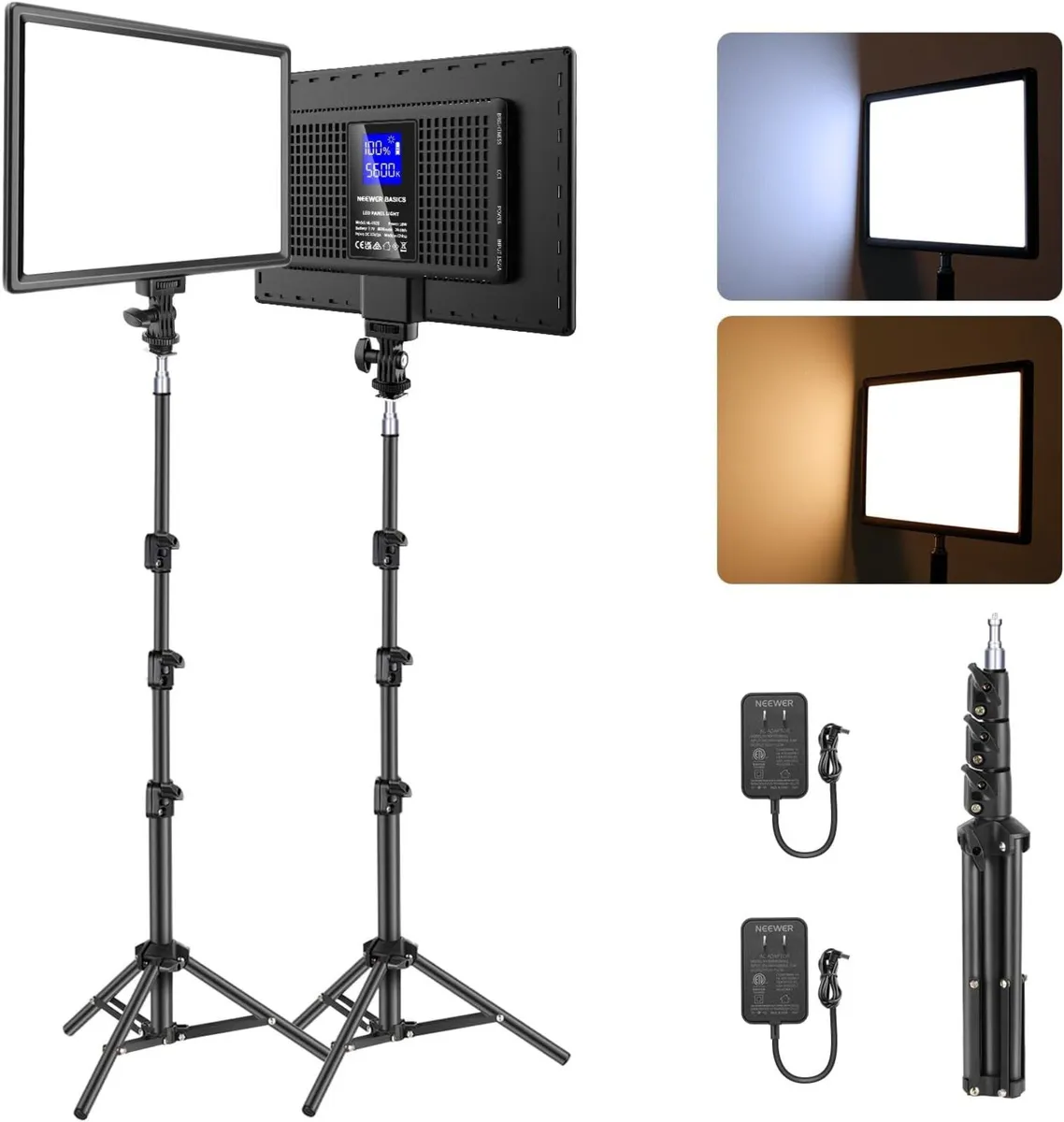 BASICS 13 LED Video Light Panel 2 Pack Studio - Image 1