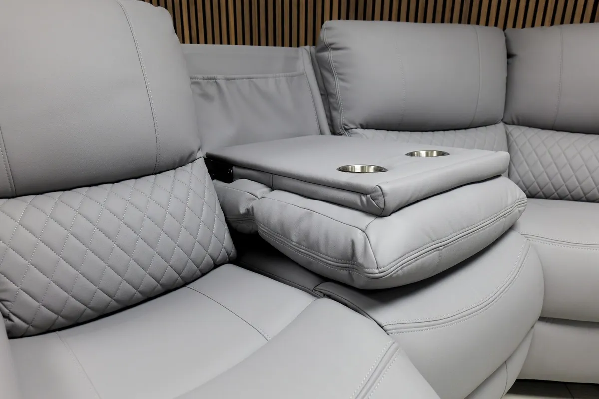 Rita Corner Leather Recliner Sofa - Cupholders - Image 2
