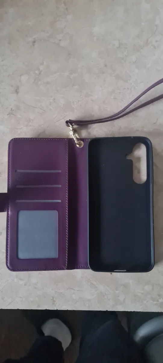 NEW A25 phone case in Purple leather with zip pock - Image 2