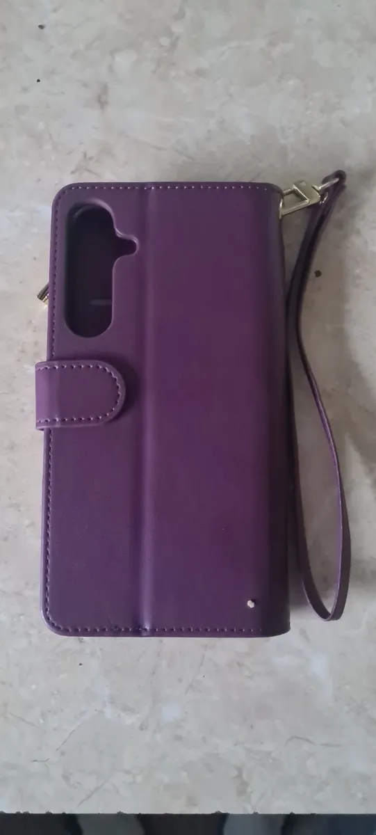 NEW A25 phone case in Purple leather with zip pock - Image 3