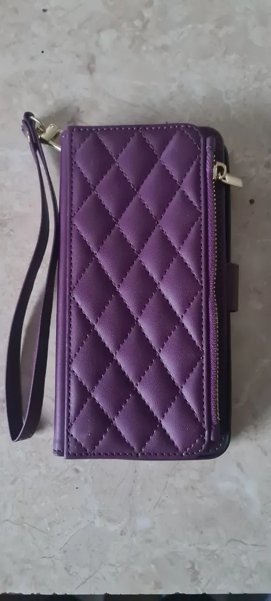 NEW A25 phone case in Purple leather with zip pock - Image 1