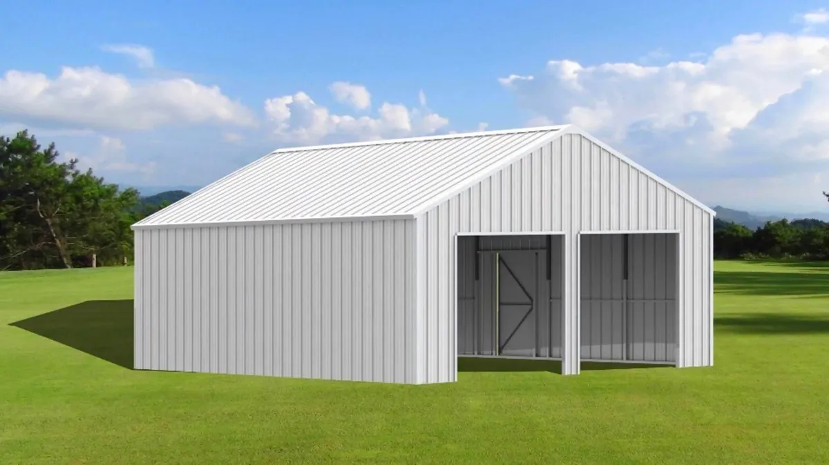 33x25 Steel Garage Shed Workshop Double Bay - Image 1