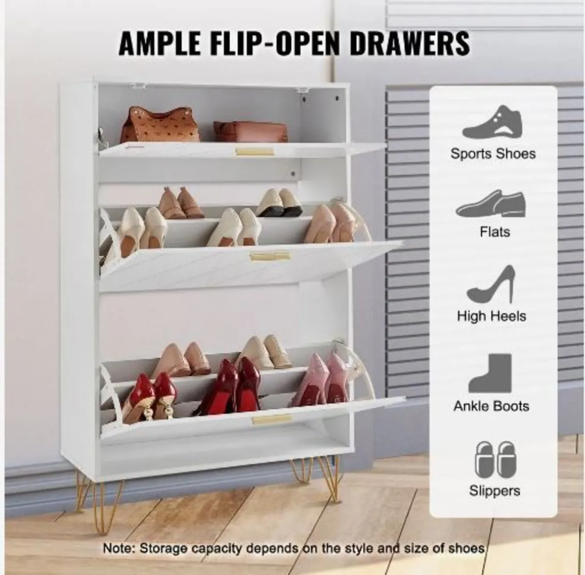 Shoe Cabinet with 3 Flip Drawers - Image 2