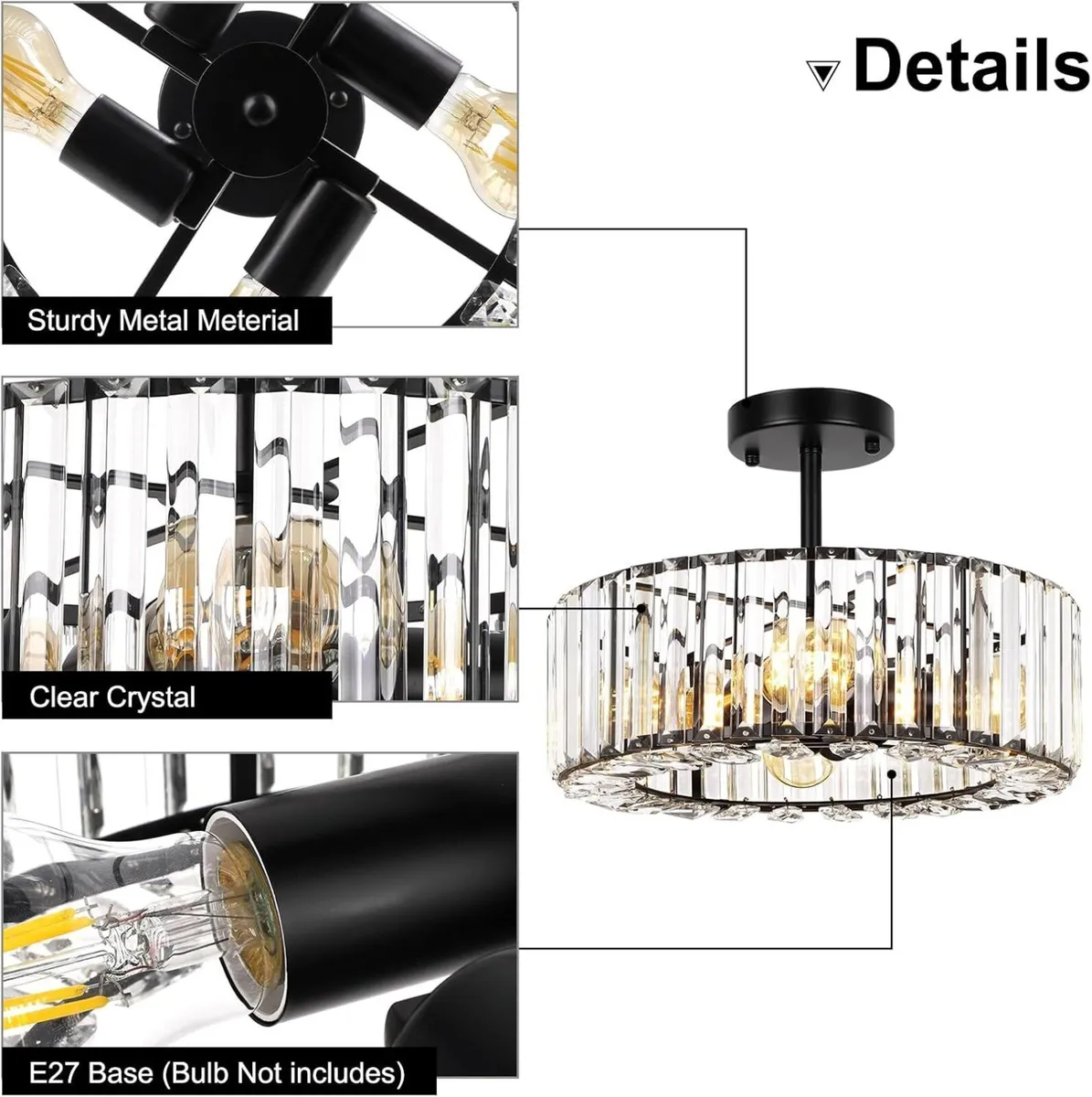 Modern Crystal Ceiling Lights Fixture 4-Lights - Image 4