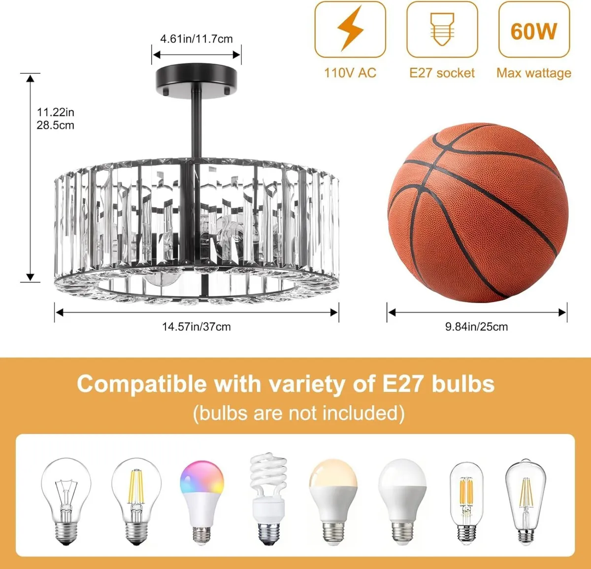 Modern Crystal Ceiling Lights Fixture 4-Lights - Image 2