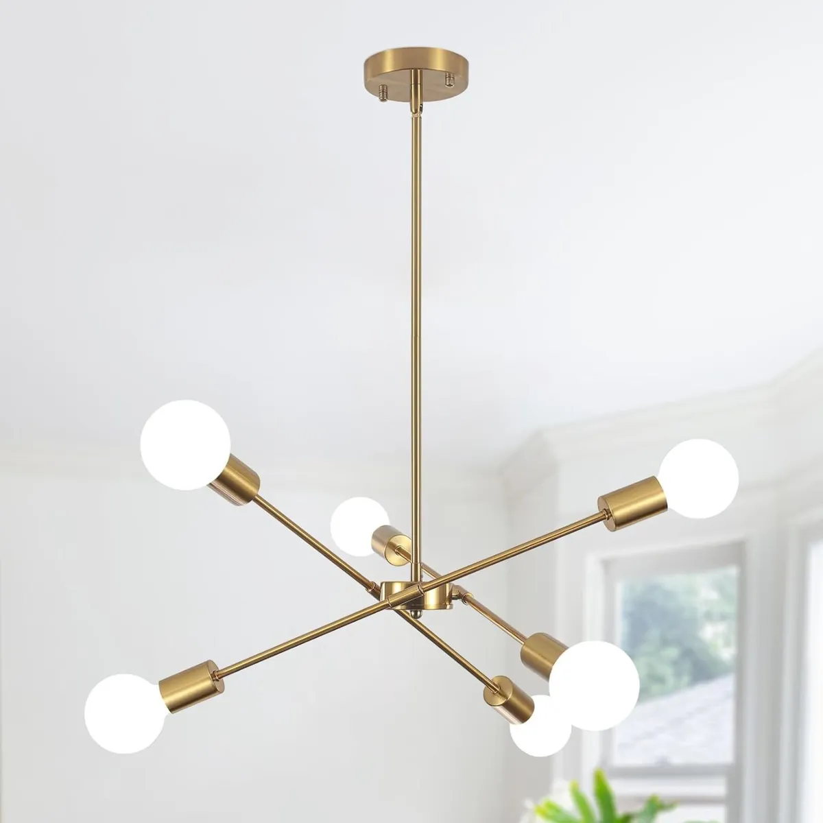 Gold Chandeliers Ceiling Light 6 Lights Sputnik - Image 1