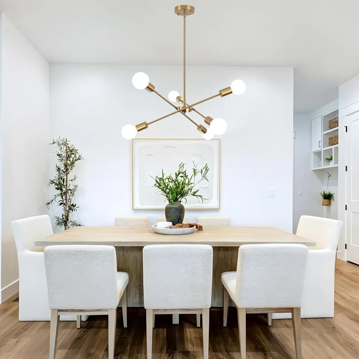 Gold Chandeliers Ceiling Light 6 Lights Sputnik - Image 2