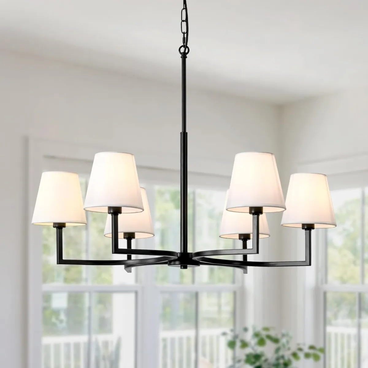 Black Chandelier 6 Lights Chandeliers Ceiling - Image 1