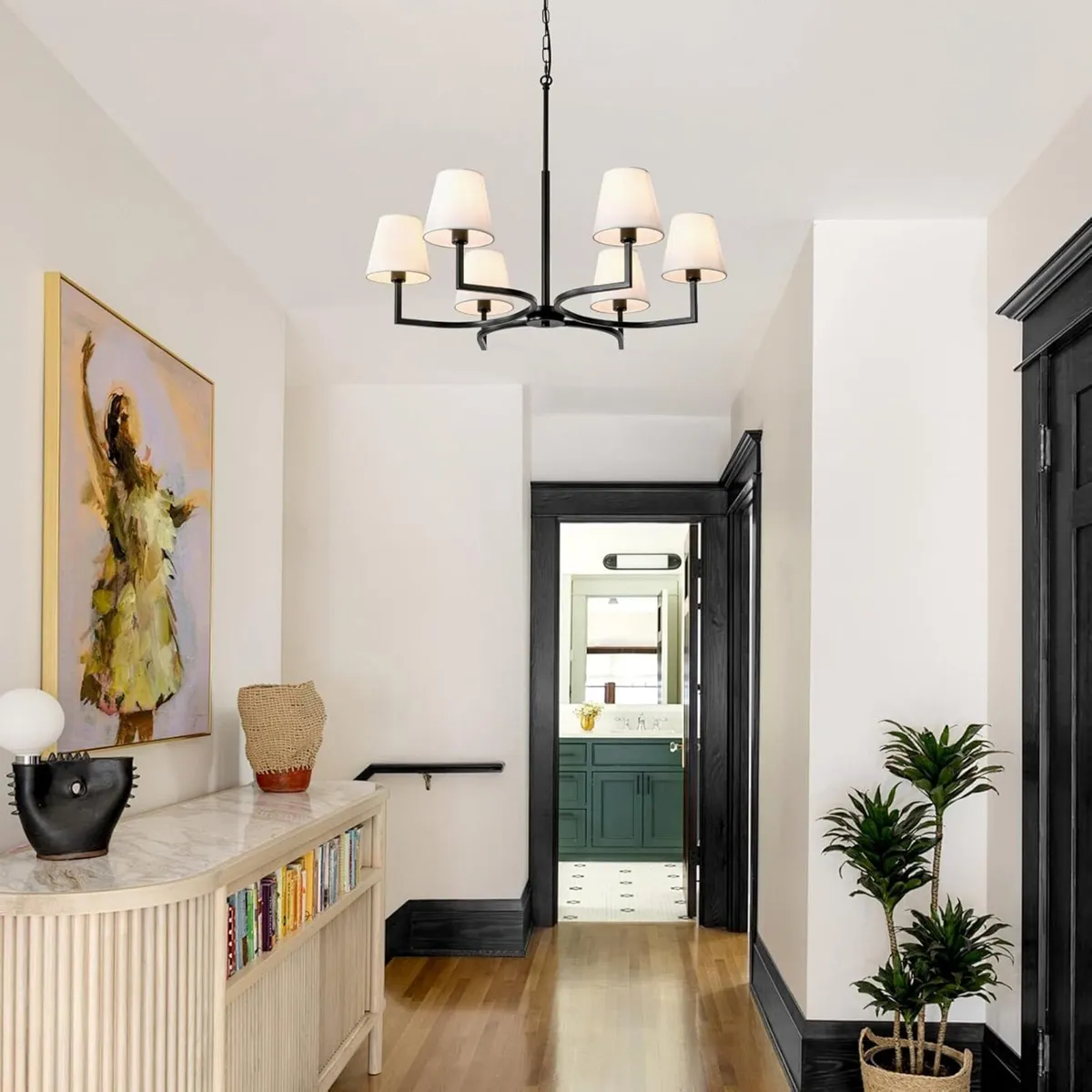 Black Chandelier 6 Lights Chandeliers Ceiling - Image 2