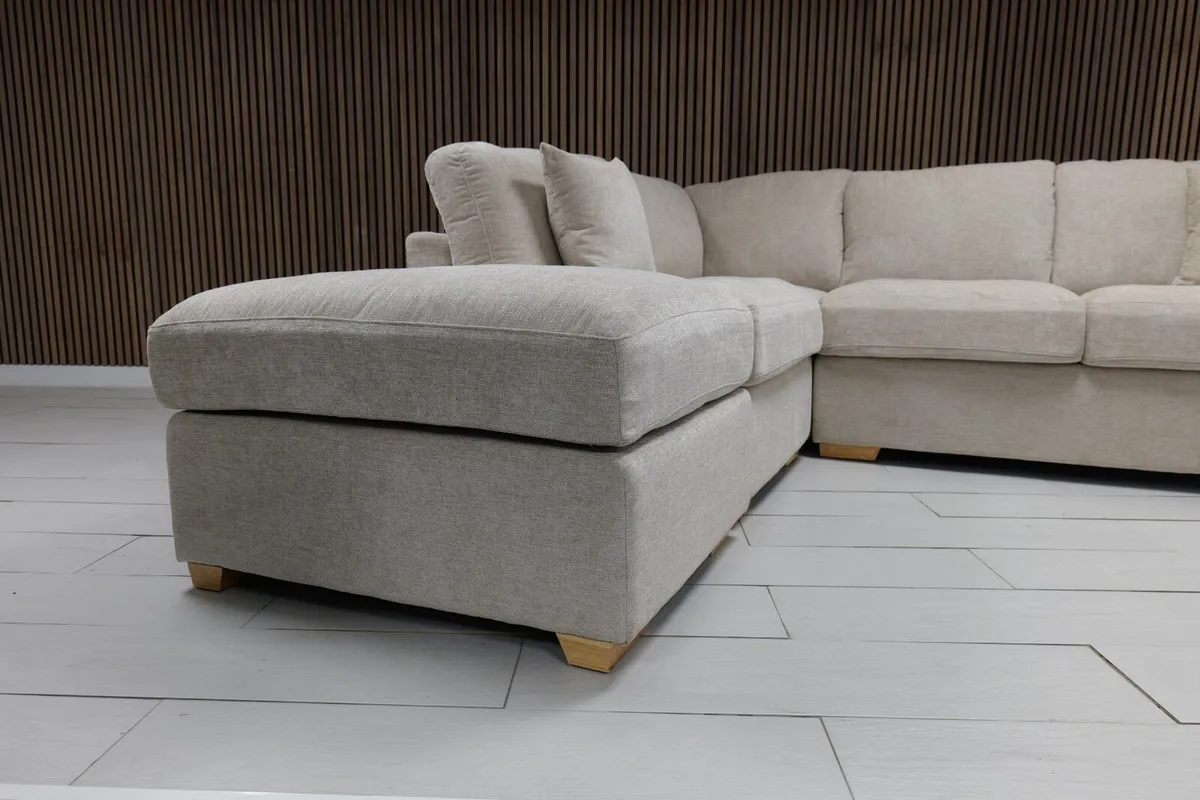 Emme L Shape Beige & Grey Corner Sofa - Image 4
