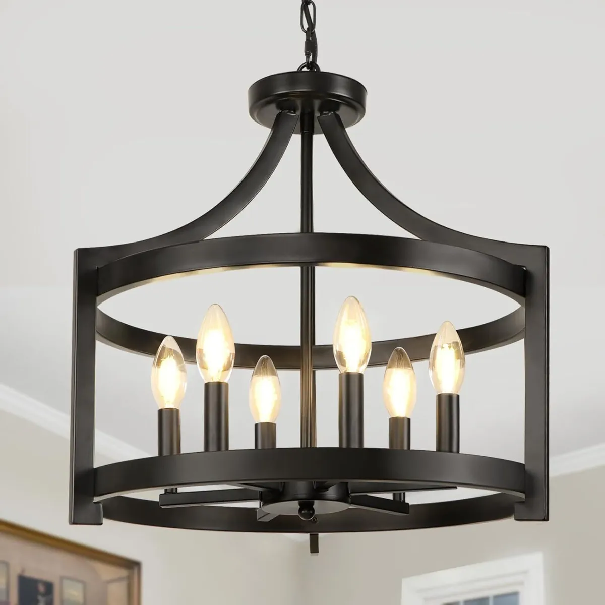 Black Chandelier 6 Lights Modern Farmhouse - Image 1