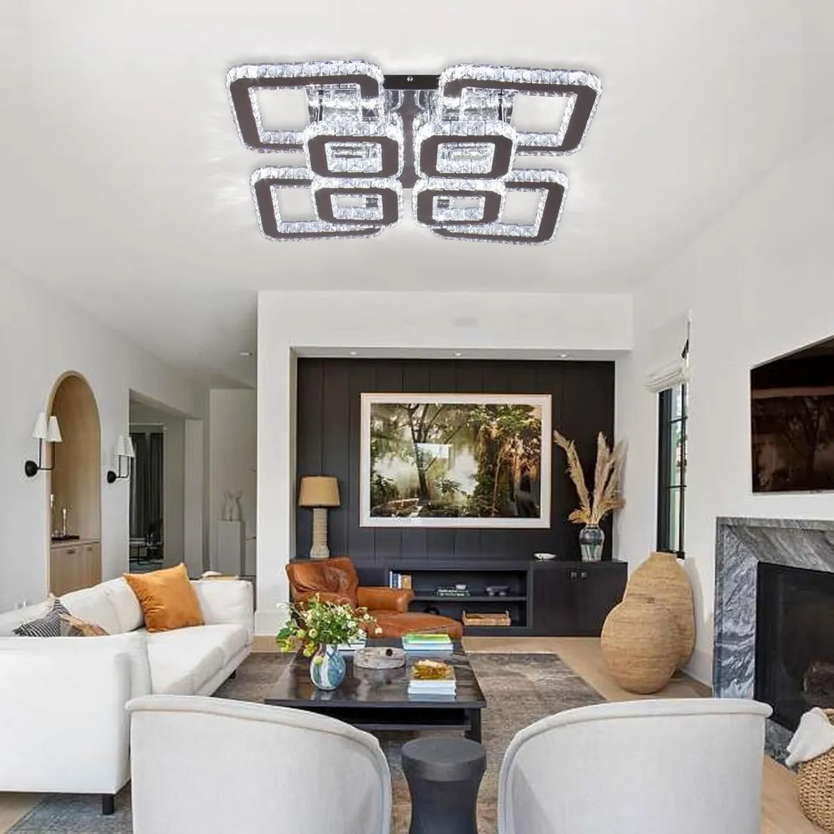 Crystal Ceiling Light Flush Mount 19.6 Square - Image 3