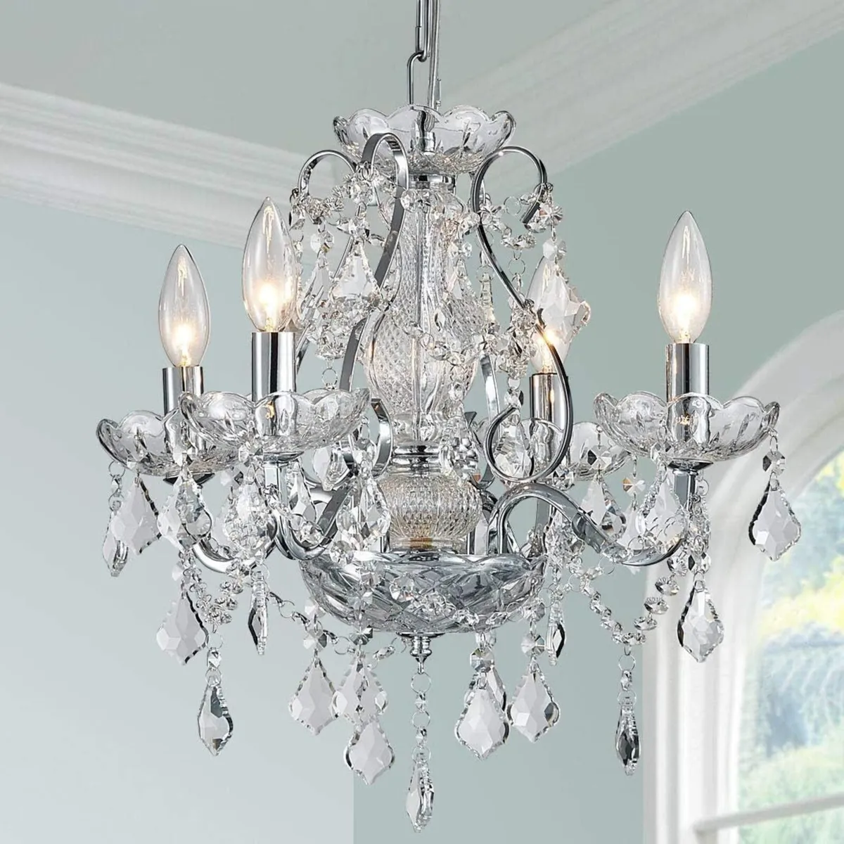Modern Chrome Pendant Chandelier Crystal Lighting - Image 1