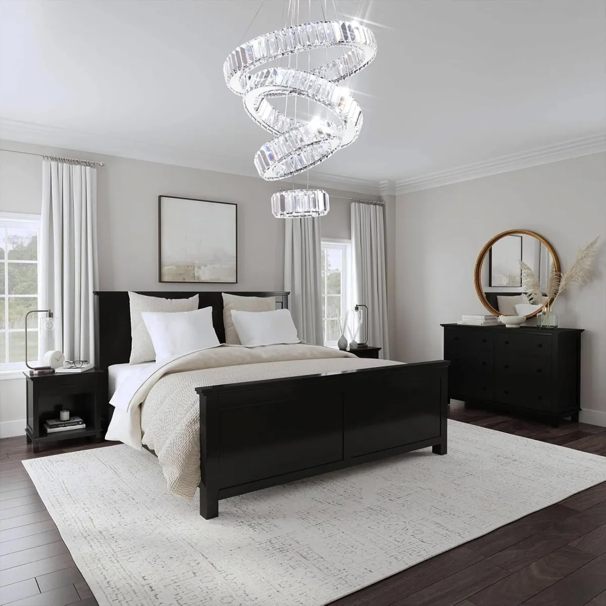4 Ring LED Crystal Chandelier Ceiling Light - Image 4