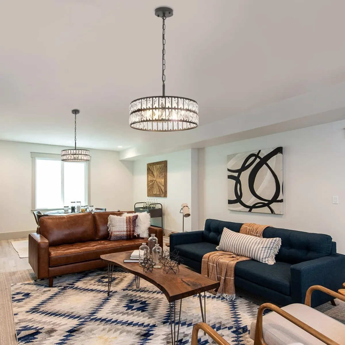 Modern Black Crystal Chandeliers 5-Light Industria - Image 4