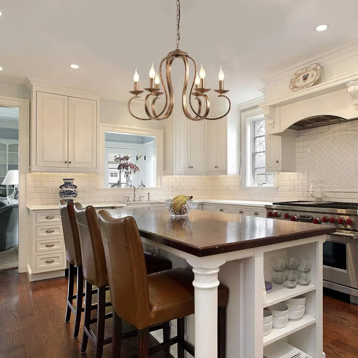 Chandeliers Retro Iron Pendant Chandelier Candle - Image 2