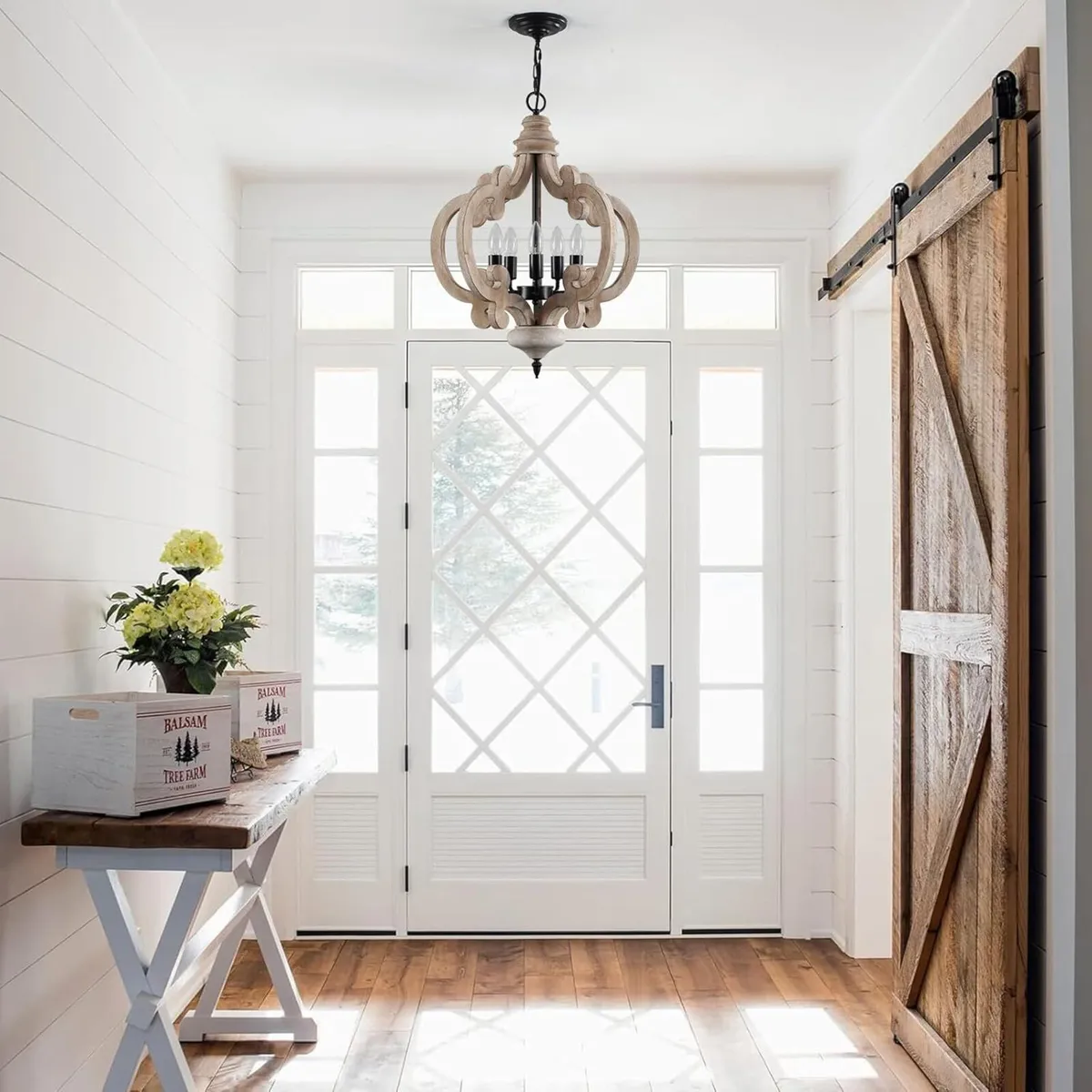 Farmhouse Wood Chandeliers 5-Light Adjustable - Image 2