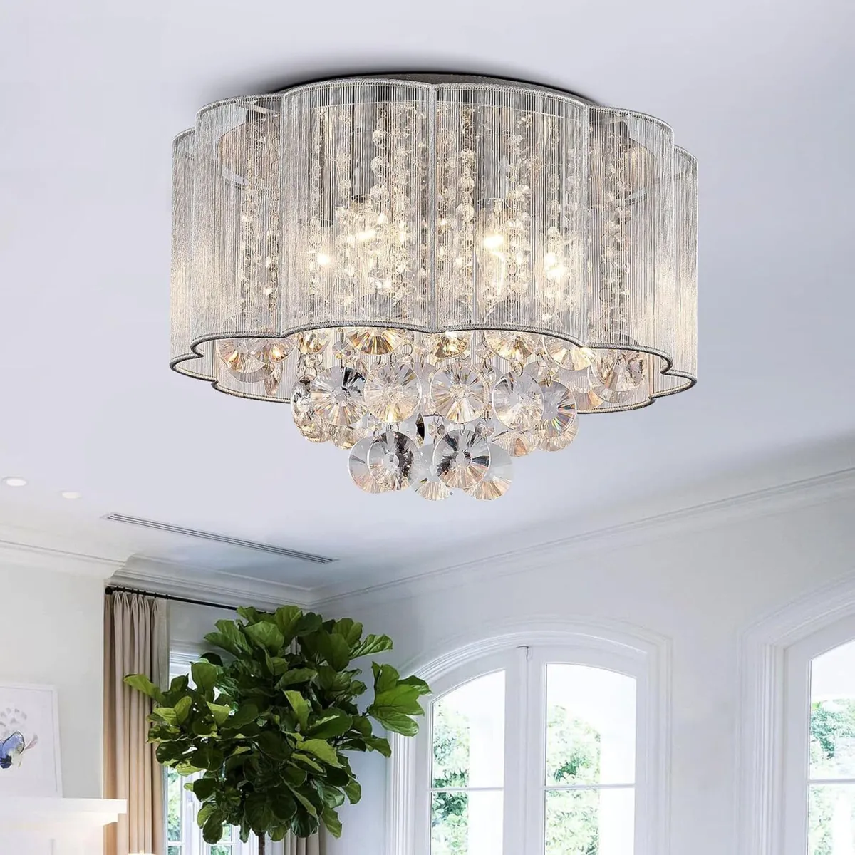 Modern Crystal Raindrop Drum Chandelier Shade - Image 1