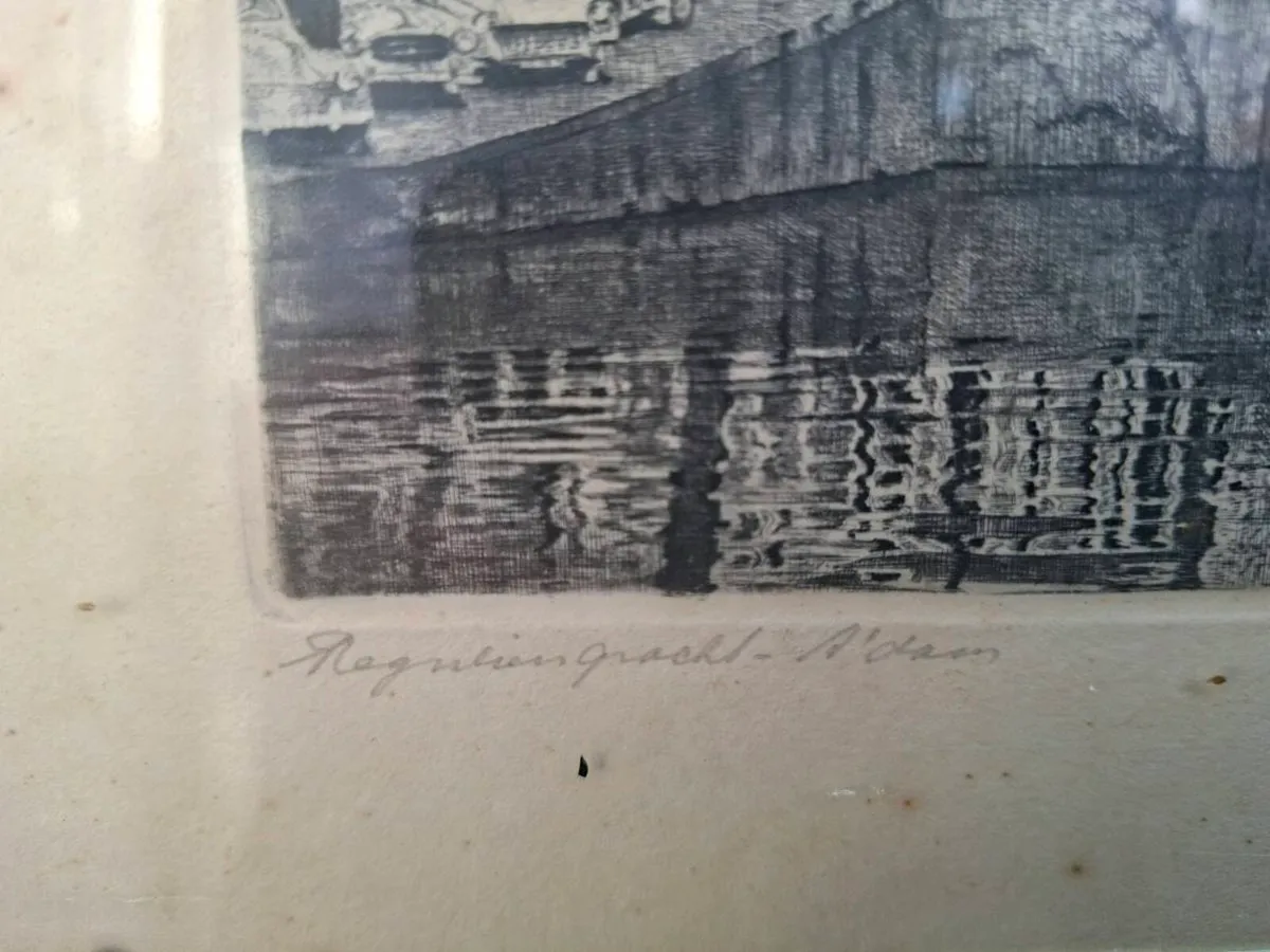 Collectible Original Antique framed Etching - Image 3