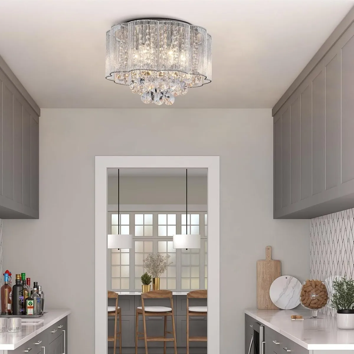 Modern Crystal Raindrop Drum Chandelier Shade - Image 2