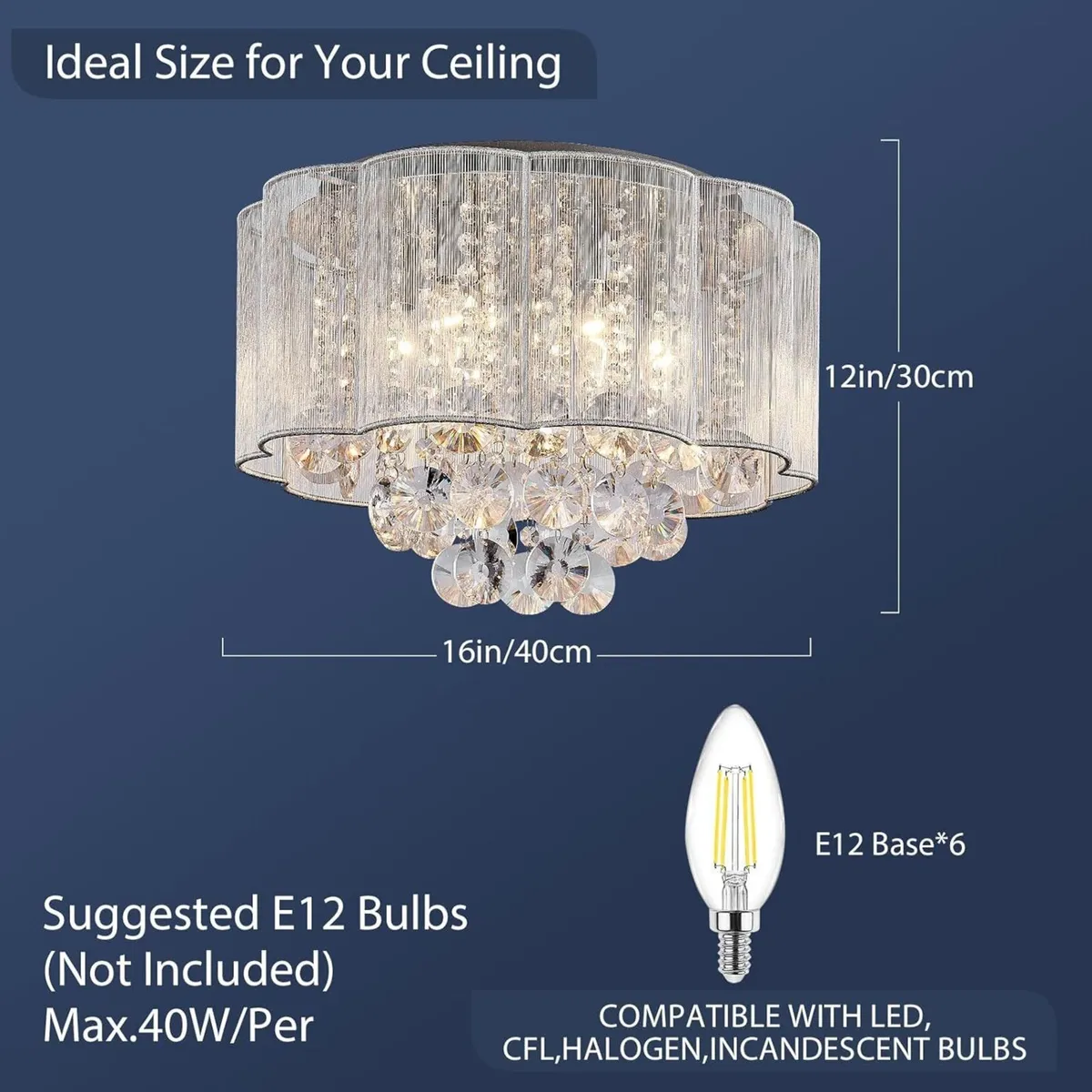 Modern Crystal Raindrop Drum Chandelier Shade - Image 3