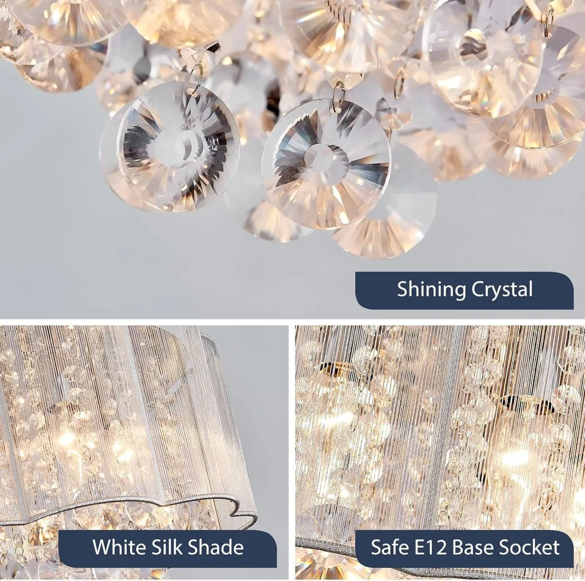 Modern Crystal Raindrop Drum Chandelier Shade - Image 4