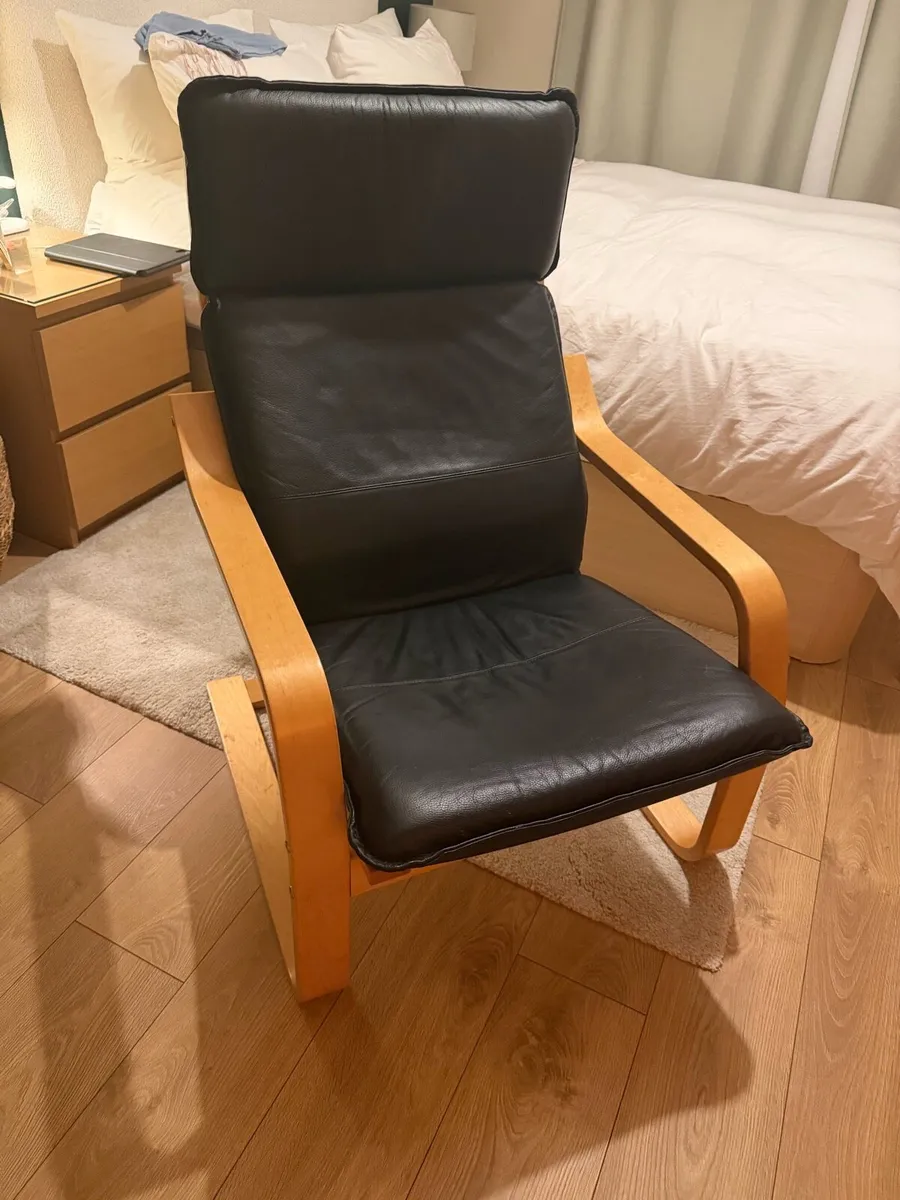 vintage ikea chair poang leather black - Image 1