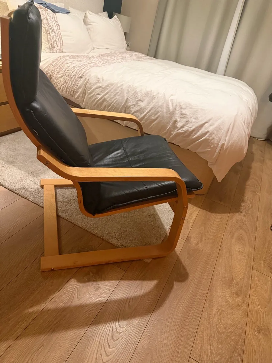 vintage ikea chair poang leather black - Image 2
