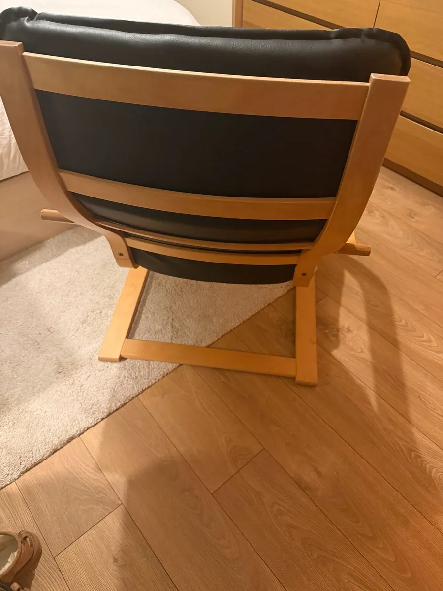 vintage ikea chair poang leather black - Image 3