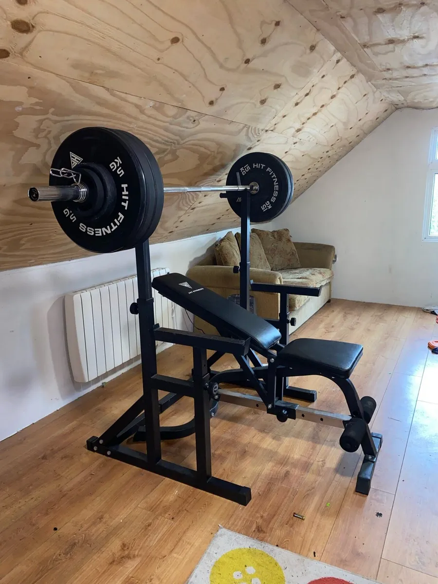 Adjustable power rack & bench + weights - Image 3