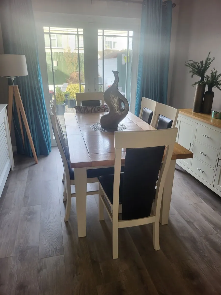 Dining room table and chairs 6, sideboard. - Image 3