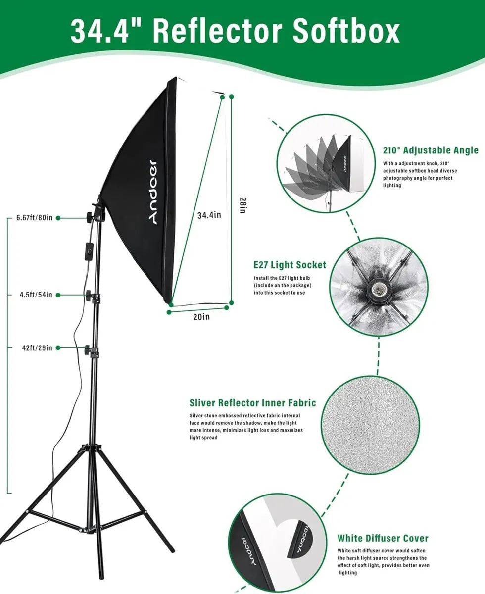 Softbox Lighting Kit 5500K 40W Light Bulb - Image 2