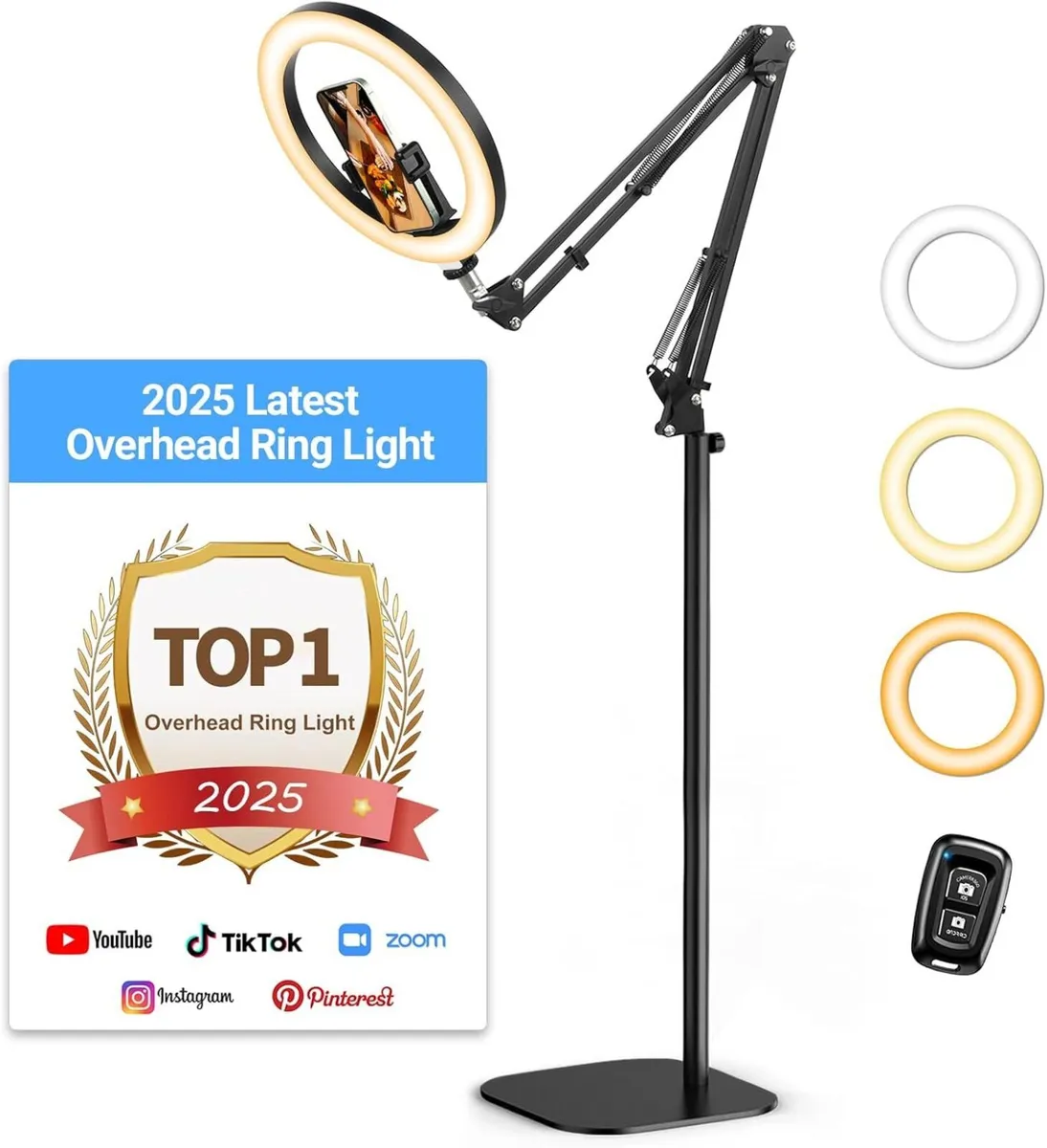 Upgrade Ring Light with Tripod Stand Phone Holder - Image 1