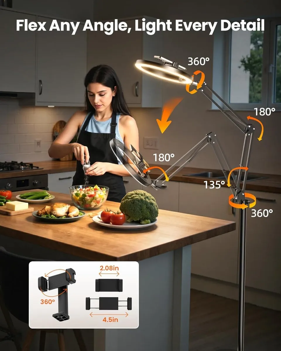 Upgrade Ring Light with Tripod Stand Phone Holder - Image 3