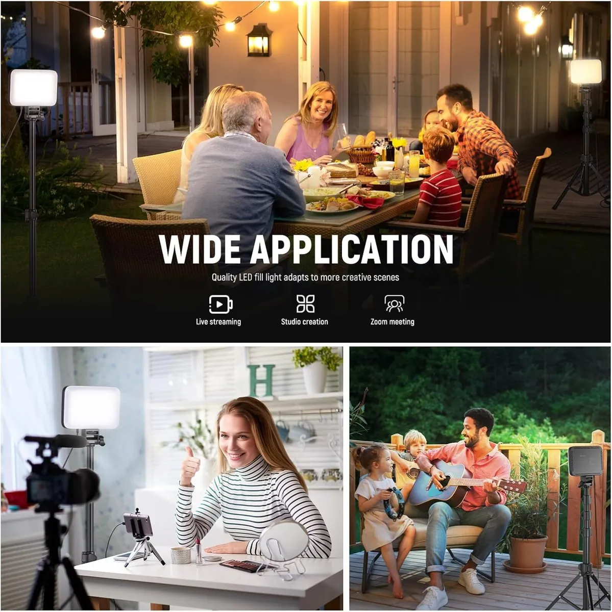 BASICS LED Video Light Panel Lighting Kit 3 Pack - Image 2