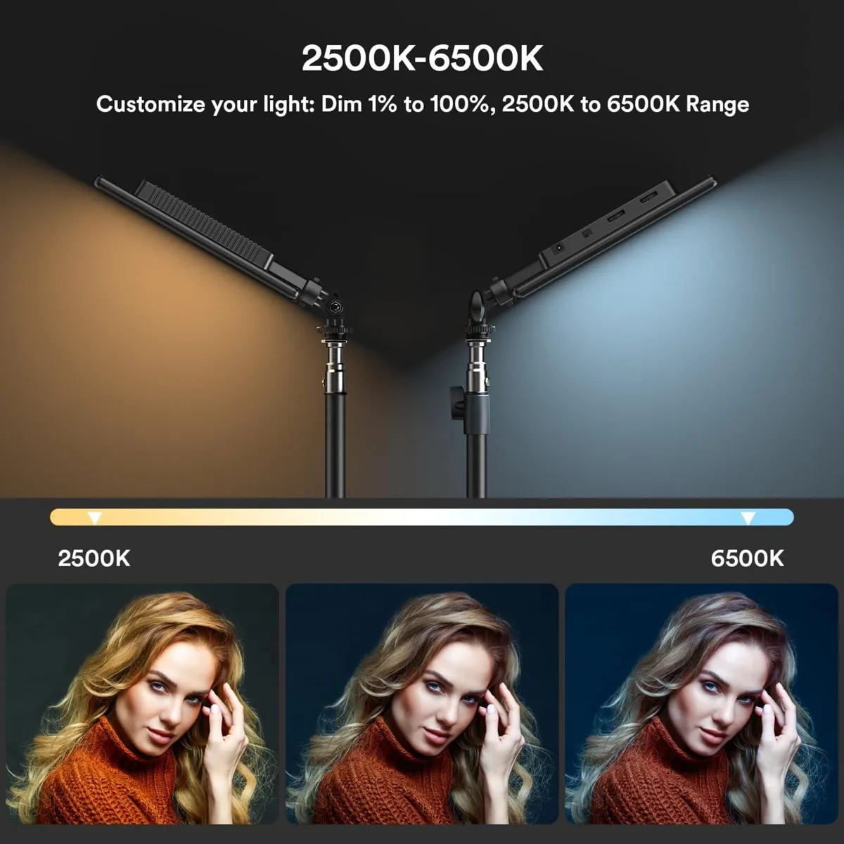 2-Pack 13 LED Video Light Kit with 170cm - Image 4