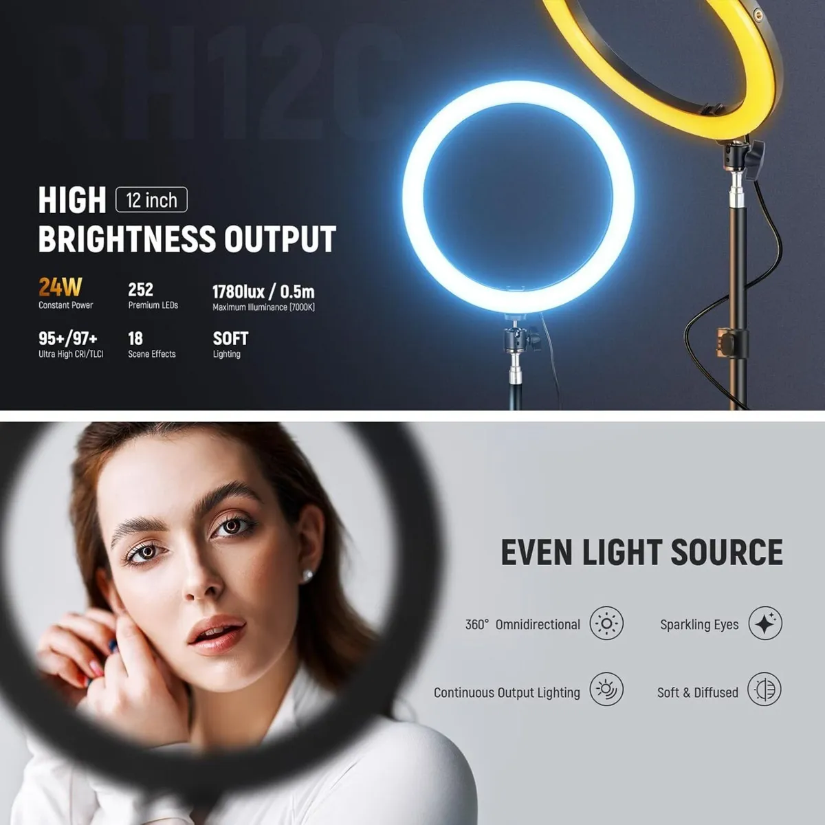 12 Ring Light with Stand Tripod Compatible - Image 2