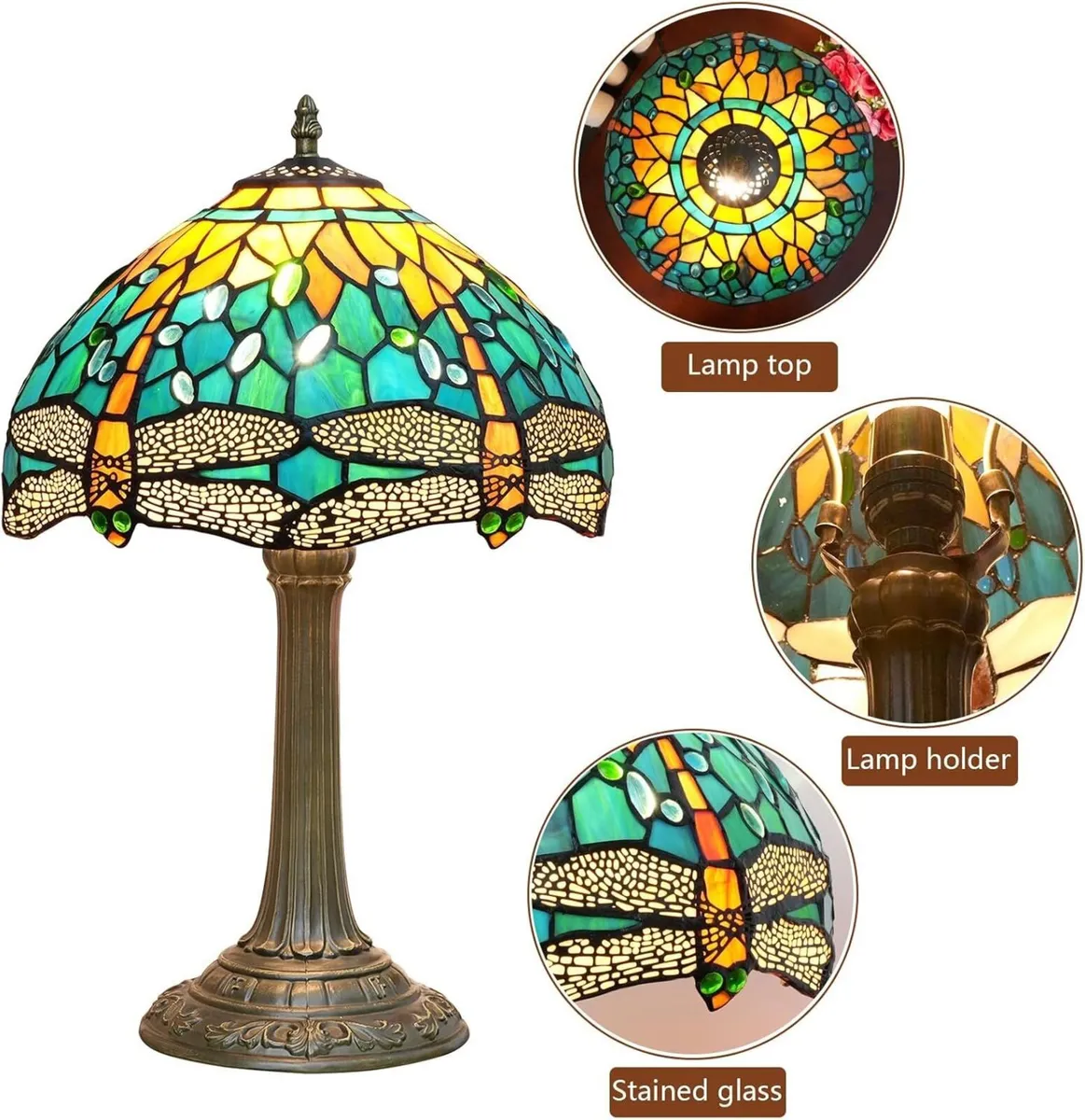 Vintage Dragonfly Tiffany Style Stained Glass End - Image 4