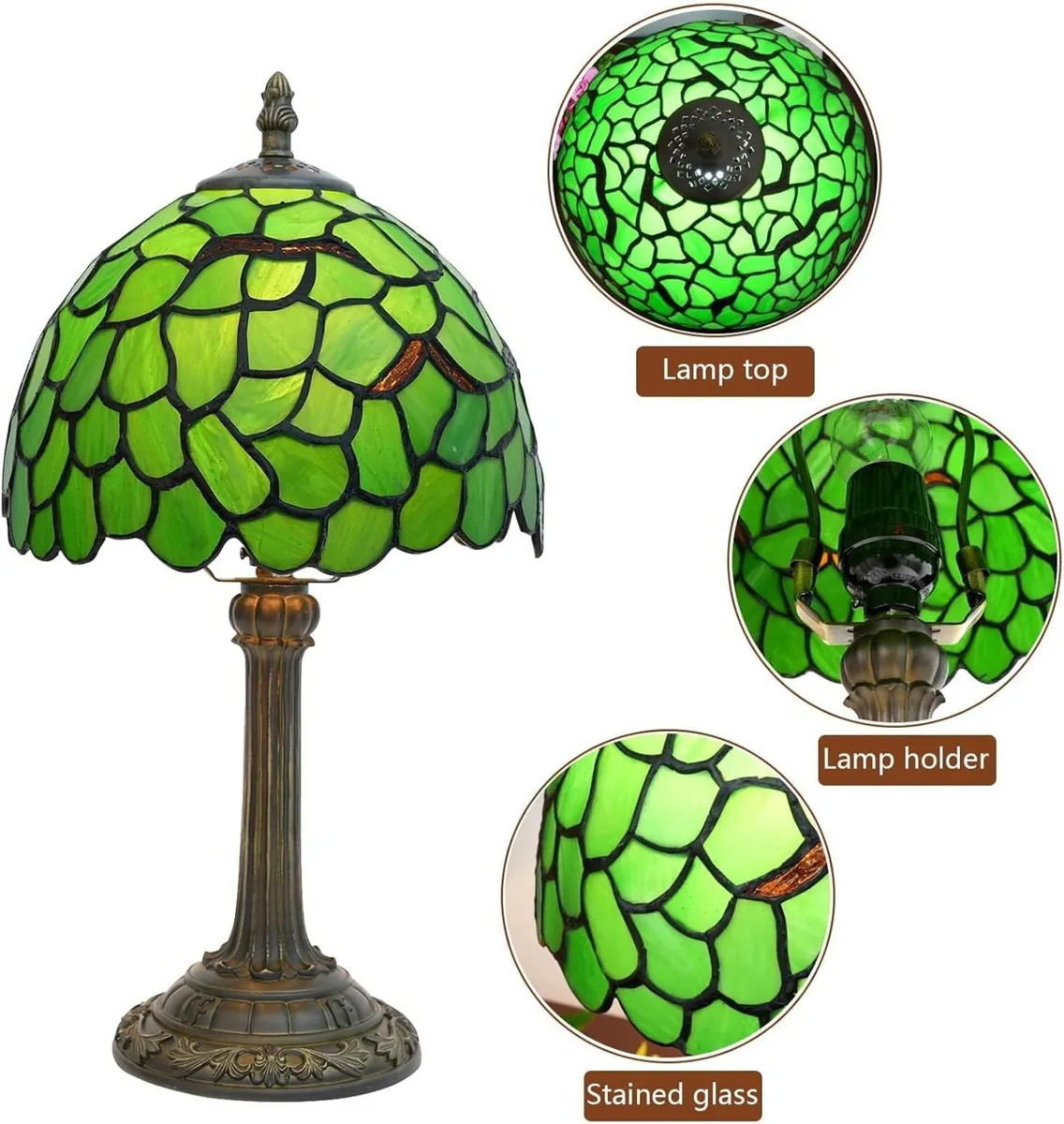 Tiffany Lamp Stained Glass Table 8X8X14 Inches - Image 2