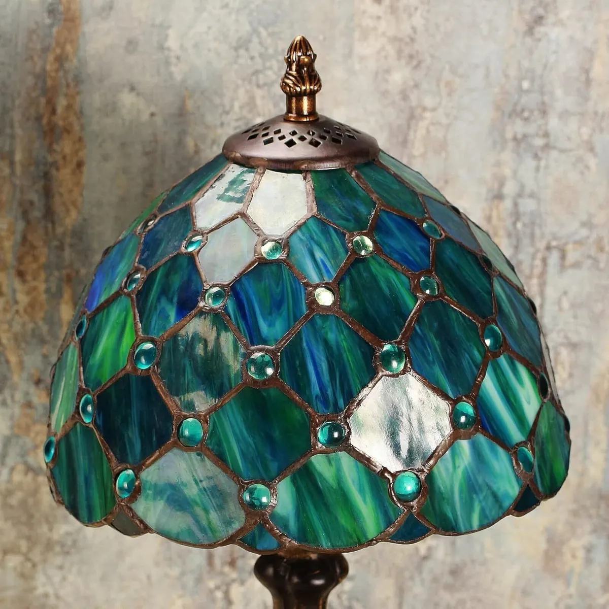 Stained Style Table Lamp Vintage Handcraft Glass - Image 4