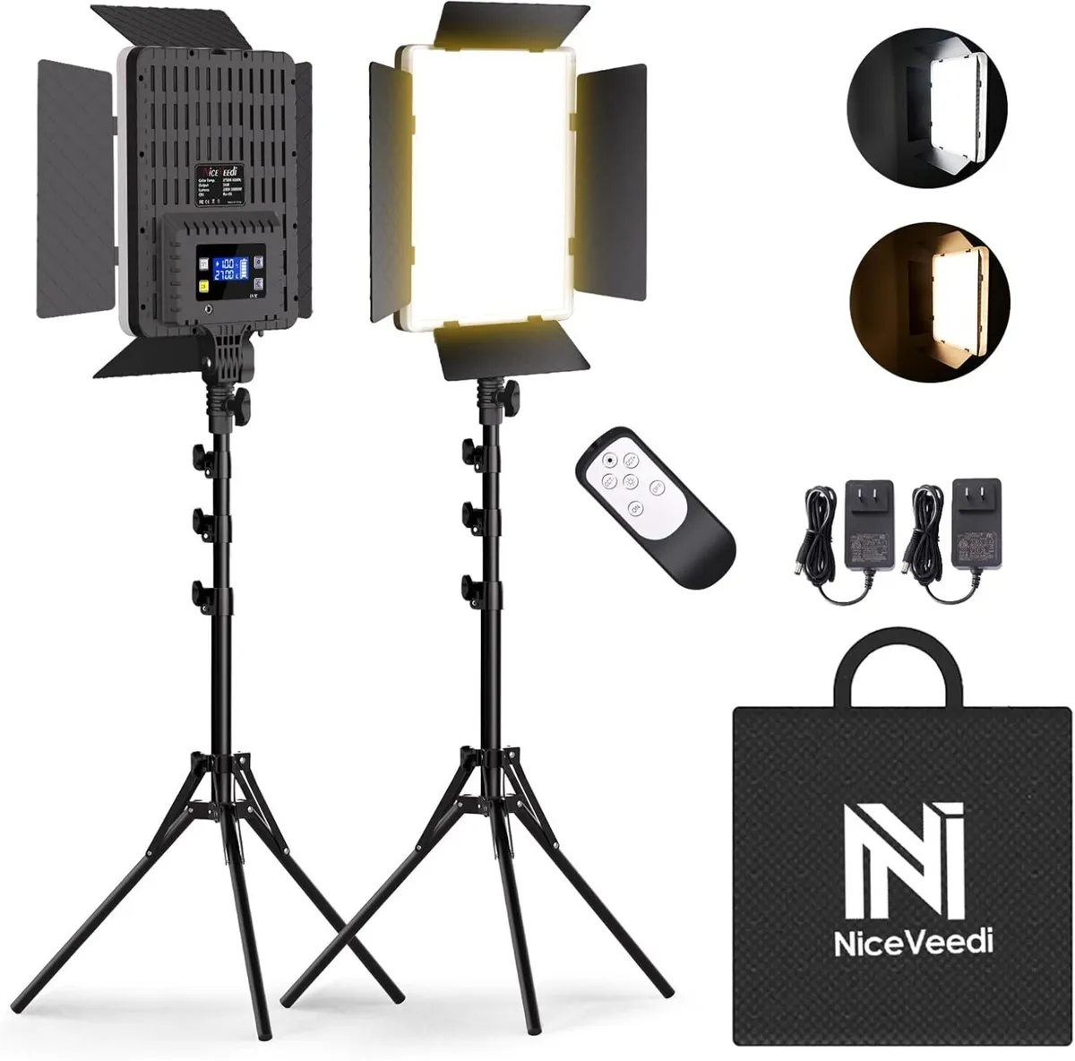 Photography Lighting 2Pack Bi-Color Studio Lights - Image 1
