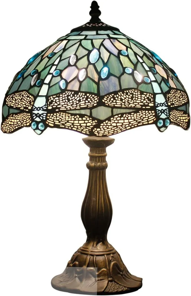 Tiffany Lamp Sea Blue Stained Glass Table - Image 1