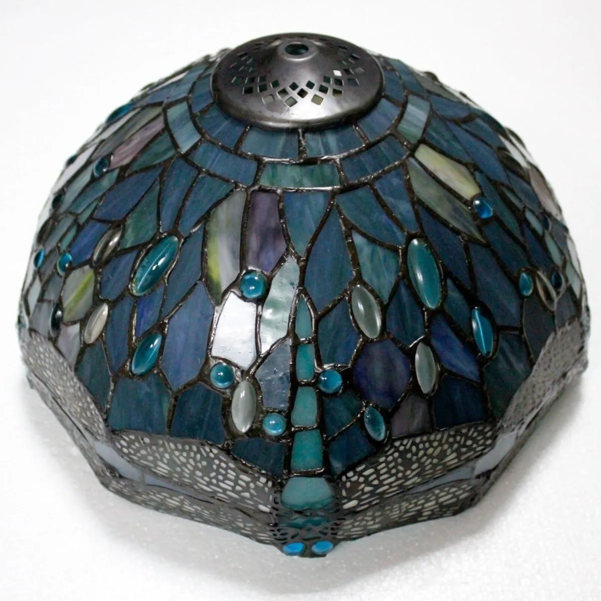 Tiffany Lamp Sea Blue Stained Glass Table - Image 3