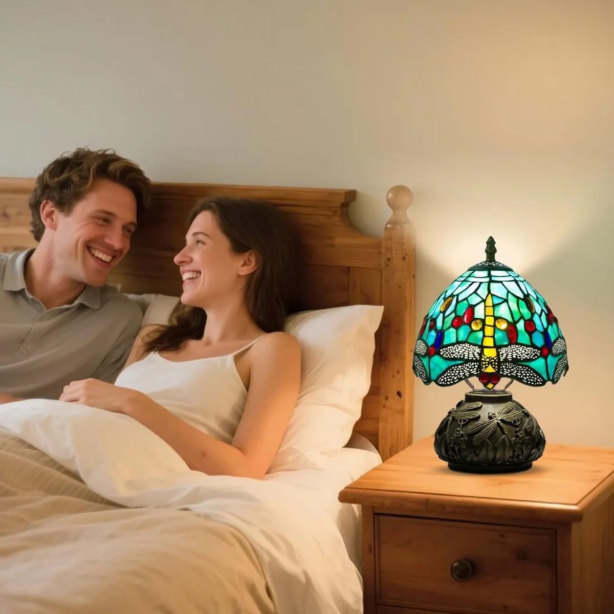 Small Tiffany Lamp Stained Glass Table for Living - Image 2