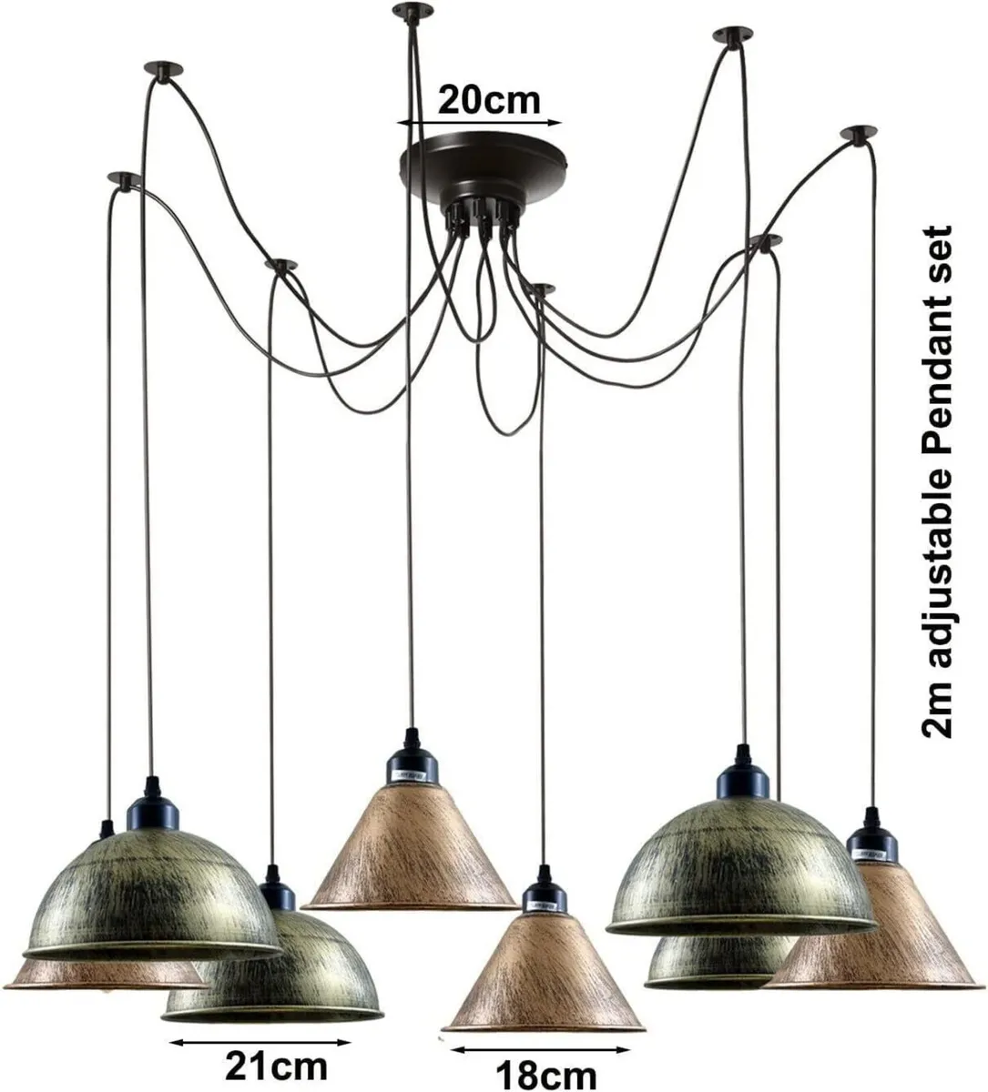 8 Arm Spider Pendant Light Industrial Vintage - Image 3