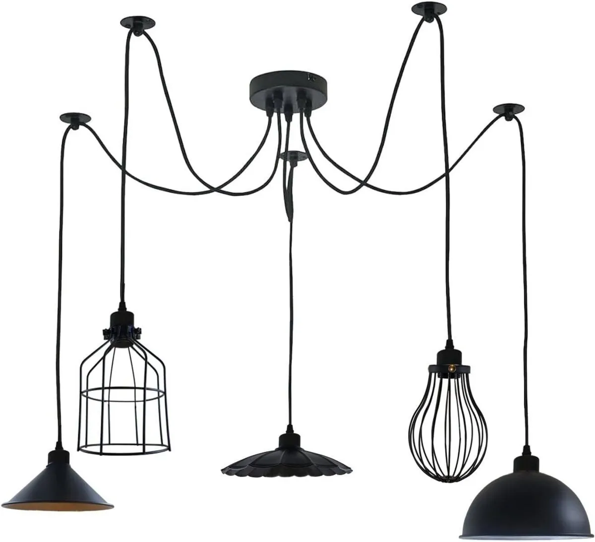 5 Way Spider Pendant Light Industrial Metal - Image 1