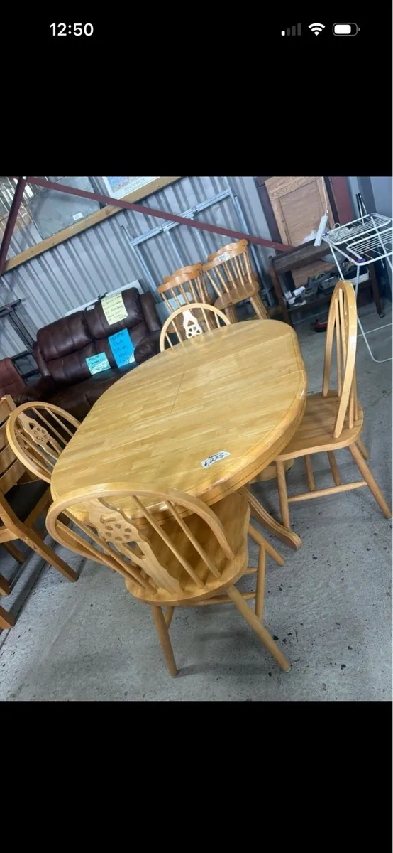 Beech round table & 4 chairs - Image 3